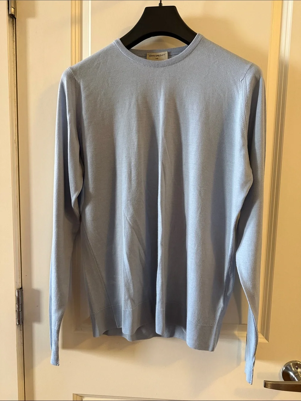 EUC John Smedley for Todd Snyder Light Blue Crewneck Marcus Merino Wool Sweater
